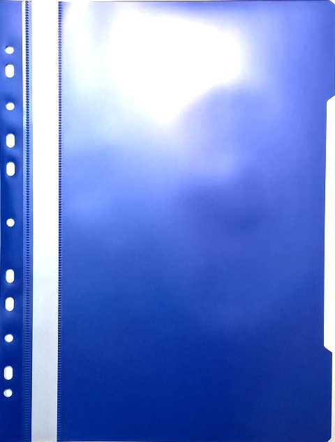 Папка-скоросшиватель с европланкой, А4 синяя, с прозр.верхом  PS-P20BLU