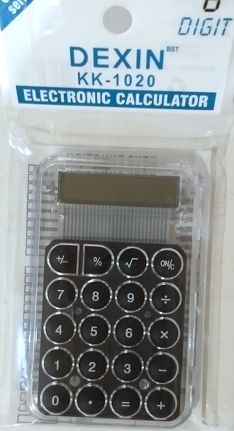 Калькулятор 8 разрядный 9.5*5.5см цв,кнопок-черный,прозрачн.корпус KK-1020-6/чёрный/