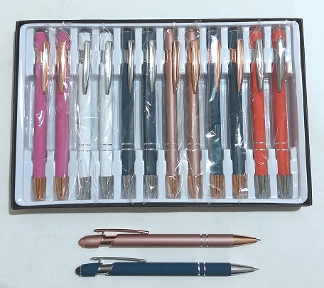 Ручка металлическая  авто. механизм, со стилусом, цветной корпус под soft  асс.  	МС-7201  1/12